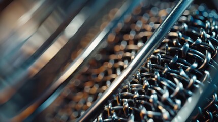 A closeup of a microphones pop filter reveals its intricate mesh construction designed to reduce popping and background noise while streaming.