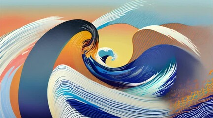 Wall Mural - Abstract blue waves background