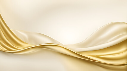 Wall Mural - A gold and white fabric with a wave pattern