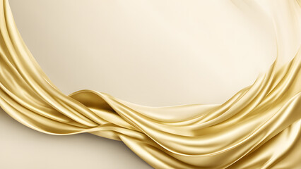 Wall Mural - A gold fabric with a wave pattern is displayed on a white background