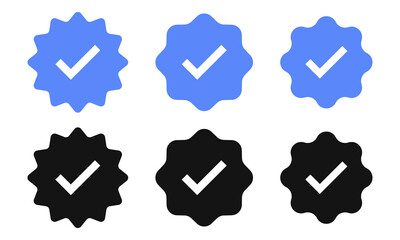 Aufkleber - Verified badge icon tick symbol vector approved check mark icon. Blue checkmark icons - Certificate badge Quality certify icon