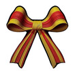 © earthstudiotomo - Beautiful red and yellow decorative bow isolated on transparent background, perfect for festive designs, gift wrapping, and celebrations.