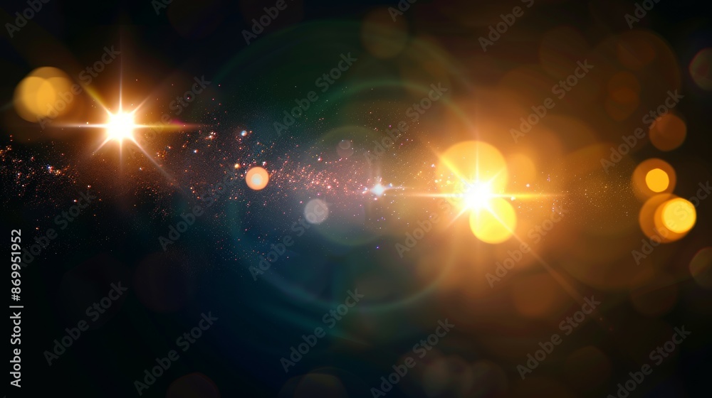 Lens flare effects for overlay designs. Abstract sun burst, digital ...