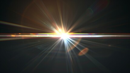 Wall Mural - Lens flare effects for overlay designs. Abstract sun burst, digital flare, light lens decoration flash. Blank background