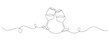© Olga Rai - Two glasses of red wine in Continuous one line drawing. Champagne toast and cheers in simple linear style. Alcohol and cocktail drink menu in editable stroke. Doodle oneline vector illustration