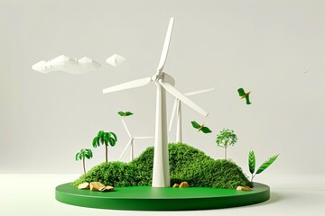 Wind turbine in a green landscape renewable energy eco friendly technology sustainable power environmental consciousness nature clear sky scenic view clean energy daytime tranquility