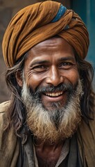 Wall Mural - portrait of indian man, old mand from india, male face, old nepalese