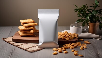 Canvas Print - white mockup packaging for snack