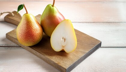 Canvas Print - fresh pear fruit on wooden background healthy fruit