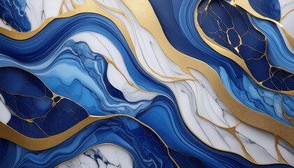 Wall Mural - abstract marble textured background fluid art modern 3d wallpaper luxury marble with blue and gold paint generative ai