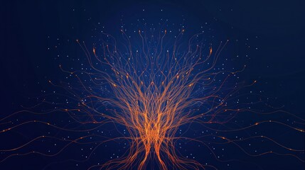 Wall Mural - Abstract Digital Tree with Glowing Lines