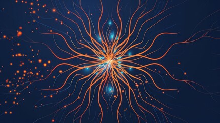 Wall Mural - Abstract Orange and Blue Network Pattern