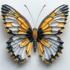 Wall Mural - Black and yellow butterfly isolated on a white background