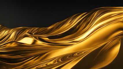 Wall Mural - A gold wave is shown in a black background