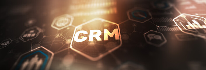 Wall Mural - CRM Customer Relationship Management. Communication and planning software concept