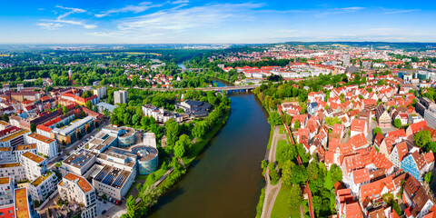 Sticker - Ulm city aerial panoramic view, Germany