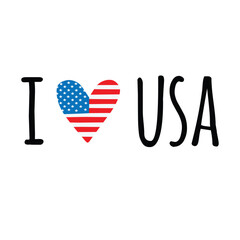 Poster - Vector hand drawn sketch doodle I love USA flag isolated on white background