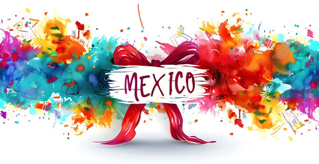 A colorful flower arrangement with the word Mexico written in the middle