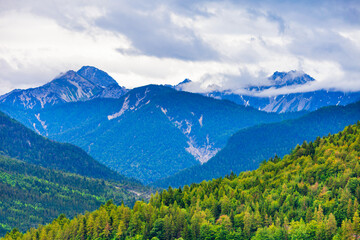 Wall Mural - Alps mountain view from Mittenwald town