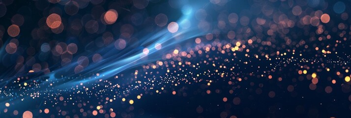 Wall Mural - dark blue and glow particle abstract background.