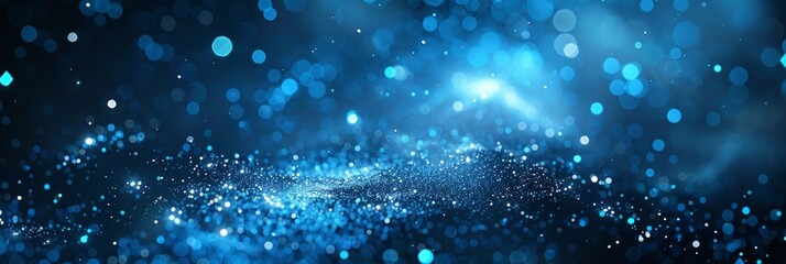 Wall Mural - dark blue and glow particle abstract background.
