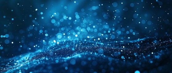 Wall Mural - dark blue and glow particle abstract background.