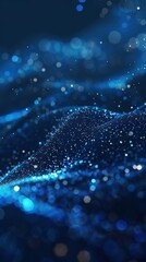 Wall Mural - dark blue and glow particle abstract background.