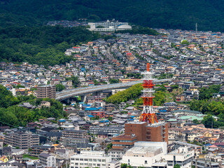 Wall Mural - 都市の住宅地と幹線道路の風景