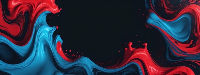 Wall Mural - Colorful abstract 3D waves of fluid neon liquid. This image features a dynamic abstract wave with a fluid mix of bright colors against a dark backdrop.