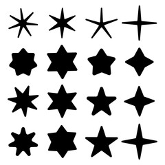 Poster - Star shapes collection. Black silhouettes set. Various star designs. Vector illustration.