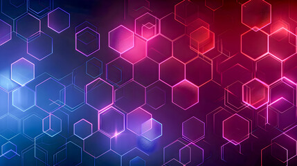 Poster - Radiant neon hexagonal lattice backdrop with abstract geometric shapes honeycomb pattern and vibrant chromatic glow  Minimalist art evoking a futuristic technological and dynamic atmosphere