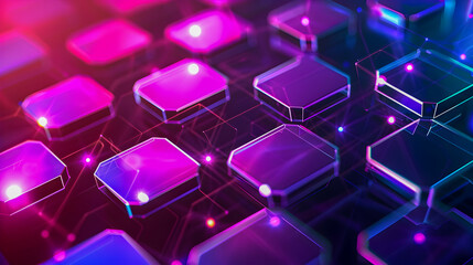 Poster - Mesmerizing neon light minimalist background with abstract geometric shapes hexagonal honeycomb radiant neon hues and architectural minimalism  Sleek futuristic and captivating digital art