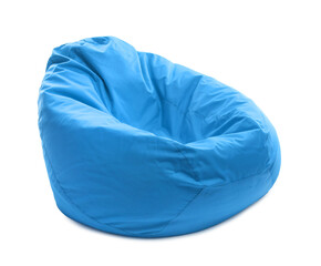 Wall Mural - One light blue bean bag chair isolated on white