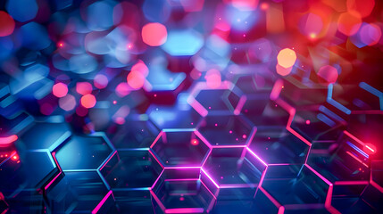 Poster - Mesmerizing futuristic abstract background with a dynamic hexagon pattern vibrant neon glow and enchanting shapes  A striking sci fi inspired digital perfect for creative projects web design
