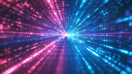 Abstract futuristic technology abstract background with lines for network, big data, data center, server, internet, speed. dark blue and pink neon lights into digital technology tunnel 