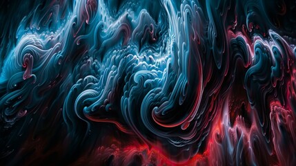 Wall Mural - Abstract Swirling Blue and Red Liquid Art