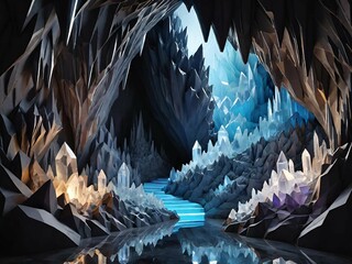 Sticker - cave in the ice mountains