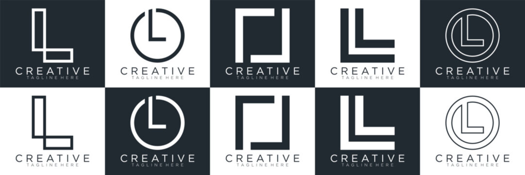 L logo collection, Abstract letter L logo design. icons for business	
