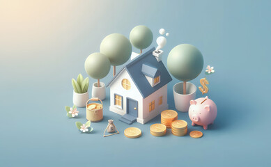 businessman saving money concept.3d illustration.