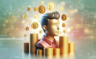 businessman saving money concept.3d illustration.