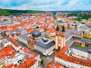 Wall Mural - Wurzburg old town aerial panoramic view