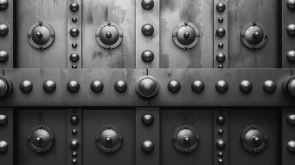 Poster - Symmetrical steel pattern background, abstract metallic design, industrial art, high detail