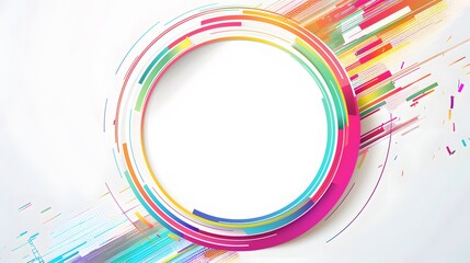 Vector abstract circles lines round frame colorful rainbow isolated on white background with empty space for text