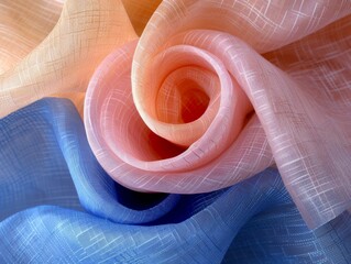 Poster - A close up of a pink, blue and white colored fabric. AI.