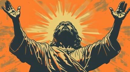 Poster - Retro vector poster of Jesus loves you