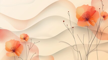 Wall Mural - Soft Abstract Floral Lines