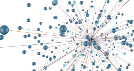 Leinwandbilder - Big data visualization. Network connection structure with chaotic distribution of points and lines. 3D rendering.