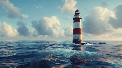 Wall Mural - Lighthouse in the Middle of the Ocean Lighthouse on the Island Aspect 16:9 
