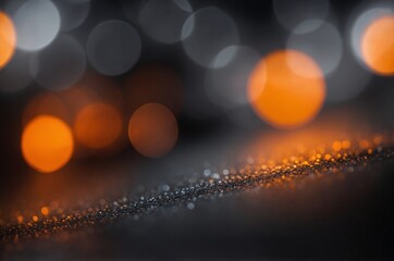 Wall Mural - dark background with soft blurred orange bokeh effect with subtle layer of sparkling texture
