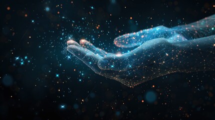 Digital Hands Holding the Cosmos